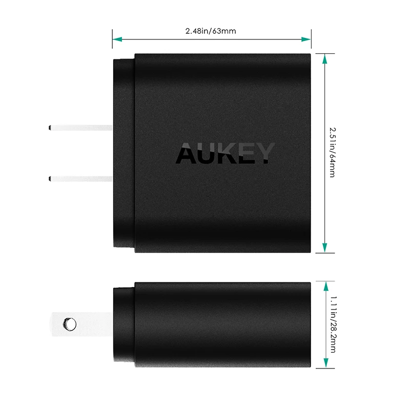 Зарядное устройство Aukey сетевое с двумя USB-портами и поддержкой быстрой зарядки 3 0