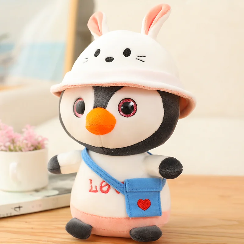

1pc 20/30cm cute hooded transforming penguin plush doll plush stuffed animal kids gift home decoration