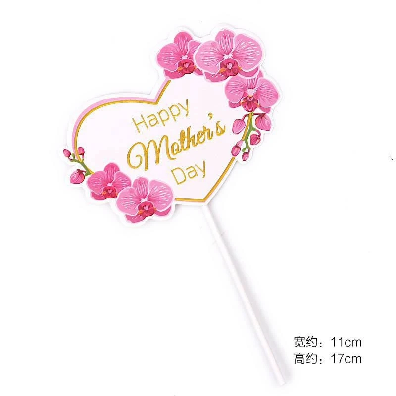 

Dessert Supplies Cake Topper Cake Toppers For Mother`s Day 10pcs Flower Decoration Gift Cupcake Pink Heart Happy Mother`s Day