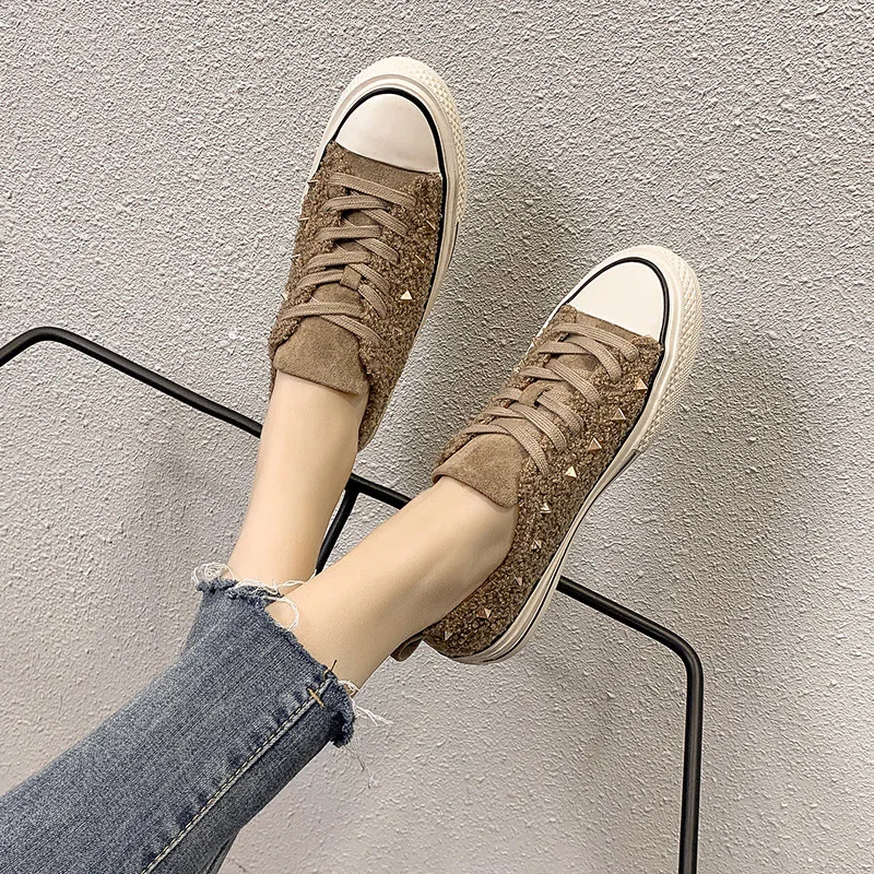 Акция женская обувь новинка 2019 Женская парусиновая Студенческая теплая