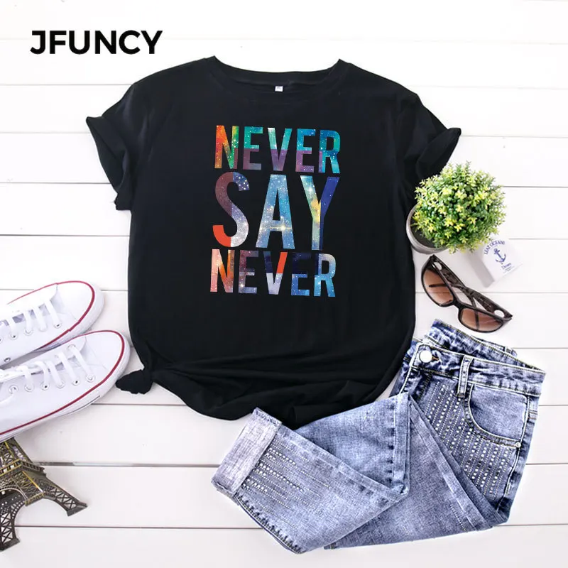 JFUNCY размера плюс 4XL 5XL Женские футболки женская футболка летние Harajuku Графические