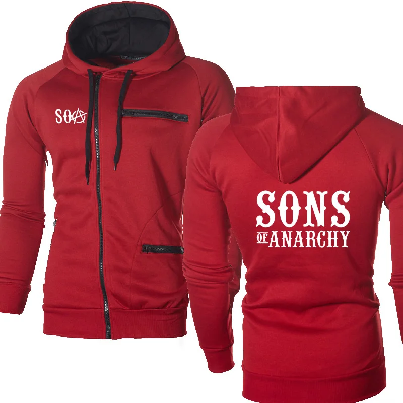 

Мужские толстовки SOA Sons of анархии, новые модные спортивные свитшоты для детей, мужские повседневные флисовые свитшоты на молнии