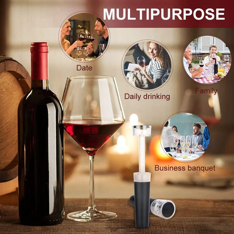 

Wine Bottle Stoppers 6 PACK Reusable Wine Bottle Stopper Vacuum Wine Preserver, Wine Saver Vacuum Pump Keep Wine Fresh