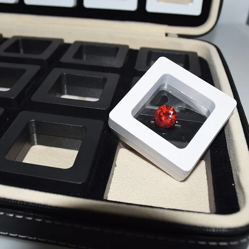 Portable Gem Display Suspended Film Box Bead Gemstone Sealed Collection Zipper Bag PU Leather Diamond Stone Pendant Storage Case