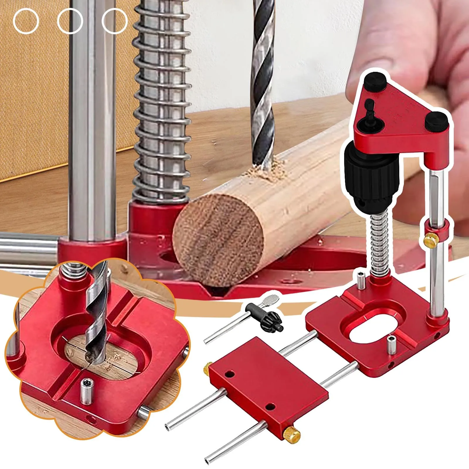 

Drilling Positioner Drill Guide Portable Woodworking Drilling Locator Kit With Positioning Clip Drilling Plate Prevent Splitting