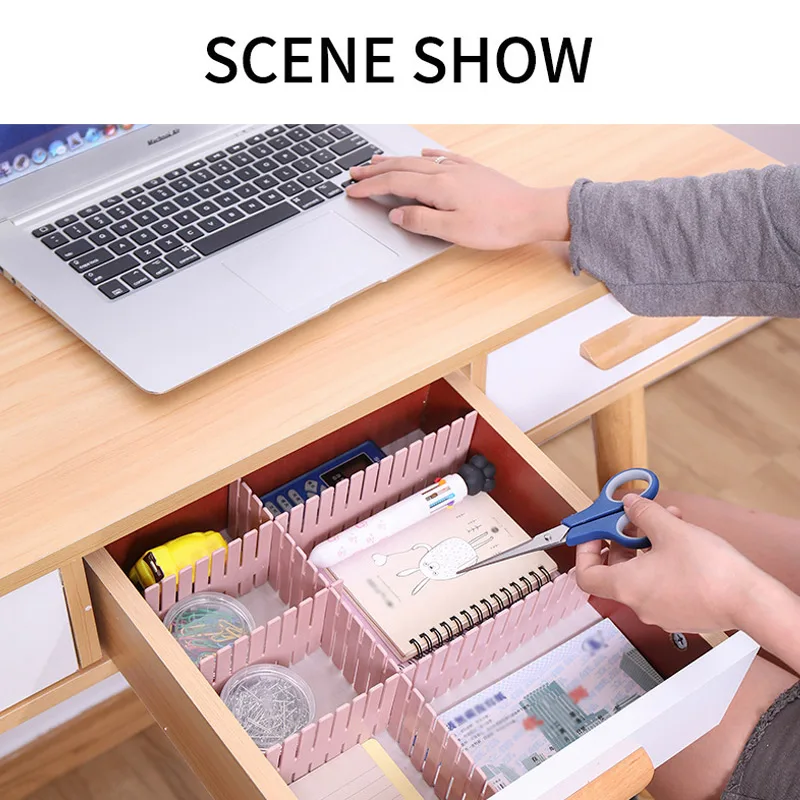 

8pcs Drawer Divider Adjustable Plastic Free Combination Partition Storage Shelves Organizer Underwear Socks Makeup Clapboard