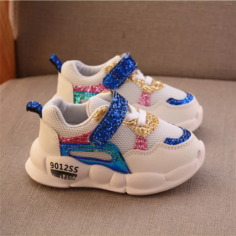 

kids shoes Toddler Kids Baby Girls Boys Patchwork Mesh Sequins Bling Sport Sneakers Shoes tenis infantil #2N04
