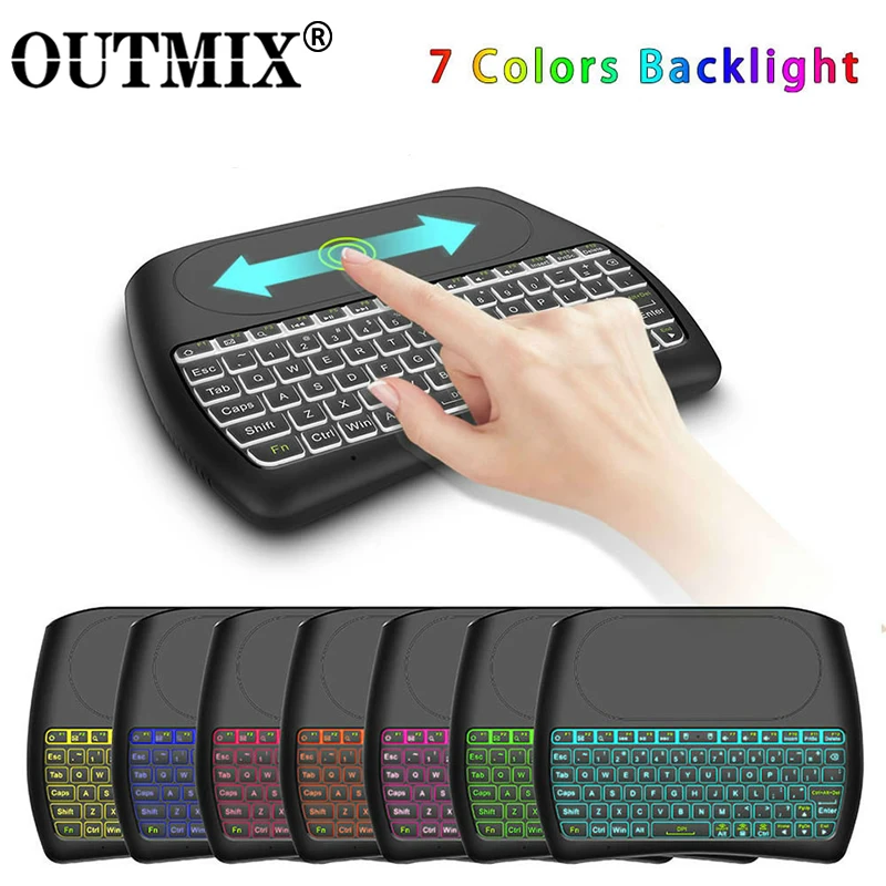 

OUTMIX Backlight D8 Pro Plus I8 English Russian 2.4GHz Wireless Mini Keyboard Air Mouse Touchpad Controller for Android TV BOX