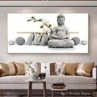 Настенные картины с изображением статуи орхидеи белого Будды для гостиной, HD Печать на холсте, картины маслом, домашний декор, постер для спальни