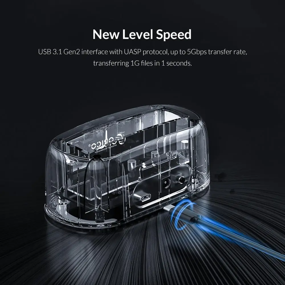 ORICO 6139C3 5 дюймовый прозрачный USB3.1 Gen2 Type C док станция для жесткого диска 12 ТБ макс.