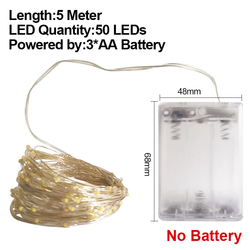 5M AA No Battery Рождественские украшения гирлянды Рождественские украшения Рождественские поделки светильник год Рождественский подарок для домашней елки - Цвет: 5M AA No Battery
