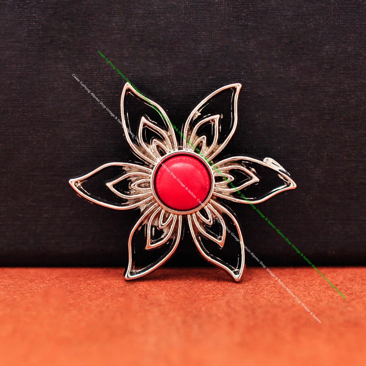 

10Pcs 35*30mm Silver Big Floral Red Turquoise Leathercraft Belt Accessories Hardware Handcraft Concho Jewelry Findings