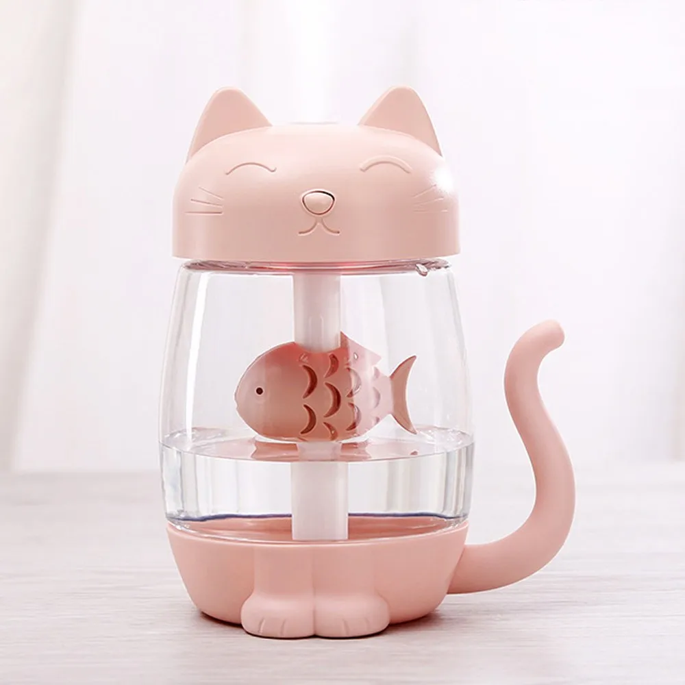 Милый Кот Светодиодный увлажнитель воздуха для дома и Гостиная 3 в 1 вентилятор