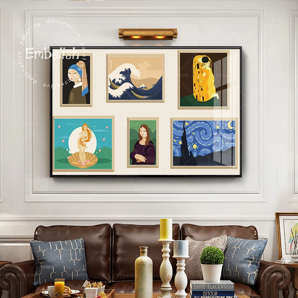 

Embelish Cartoon Famous Artworks By Hokusai Klimt Modern Home Decor Pictures For Living Room Wall Poster Canvas Painting
