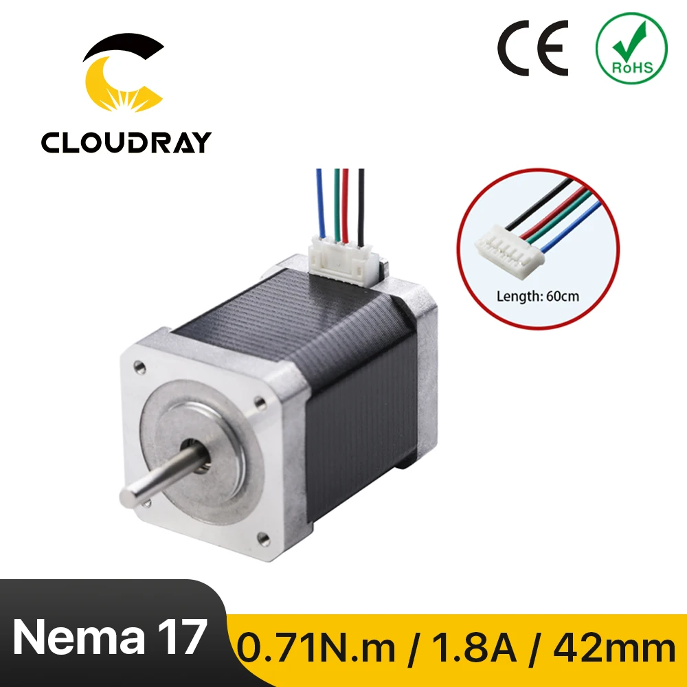 Шаговый двигатель Nema17 42 мм 2 фазный 71Ncm 1.8A с 4 проводным DuPont кабелем для 3D принтера