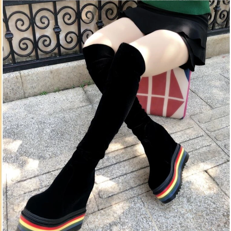 Новинка 2019 Универсальные женские Ботинки Martin на высоком каблуке с увеличенной