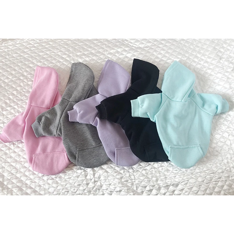 Одежда для собак однотонная толстовка с капюшоном осенне зимняя теплая одежда