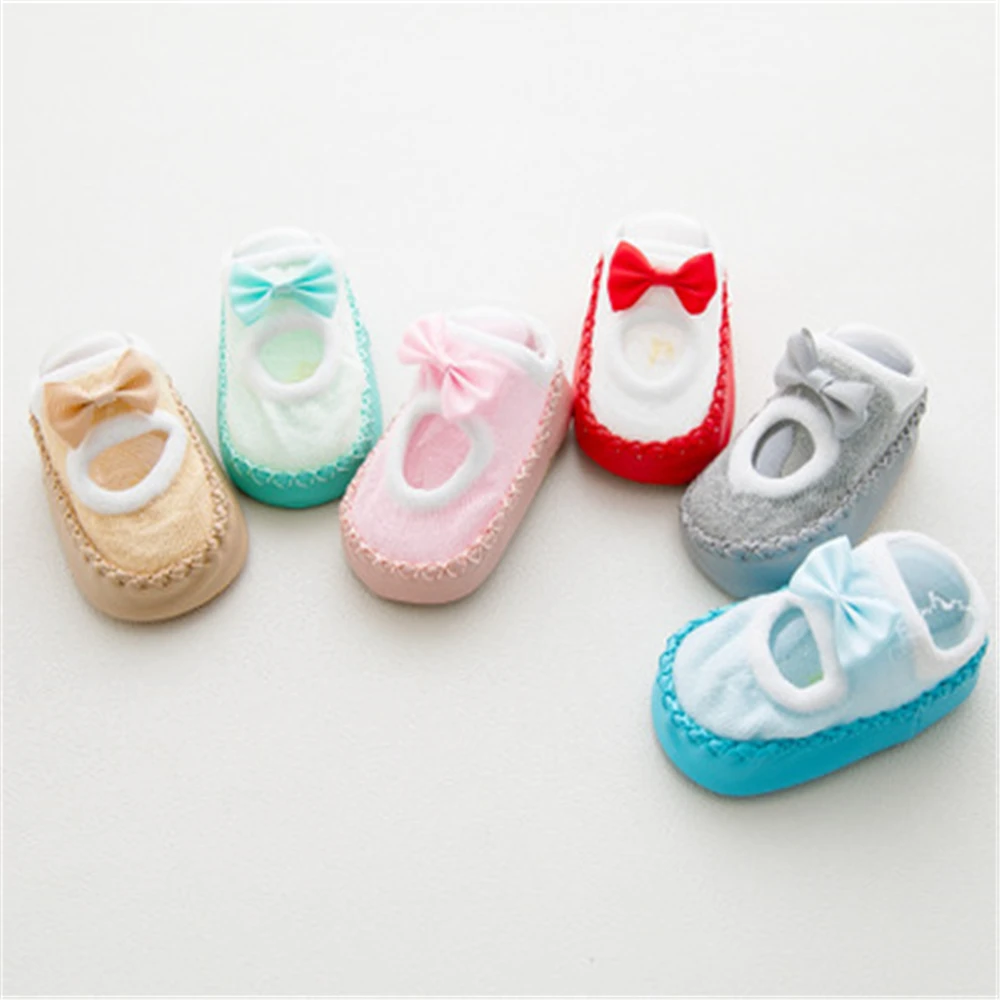 

Весенне-осенние Нескользящие Детские хлопковые носки-лодочки с мультяшным рисунком на кожаной подошве для пола 0-1-3 лет ZQ082