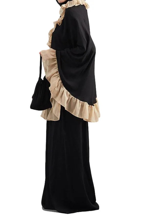 Мусульманская молитвенная одежда Рамадан, женские турецкие костюмы из 2 частей, с оборками, с капюшоном, абайя, для поклонения, платье тобы, х... от AliExpress WW