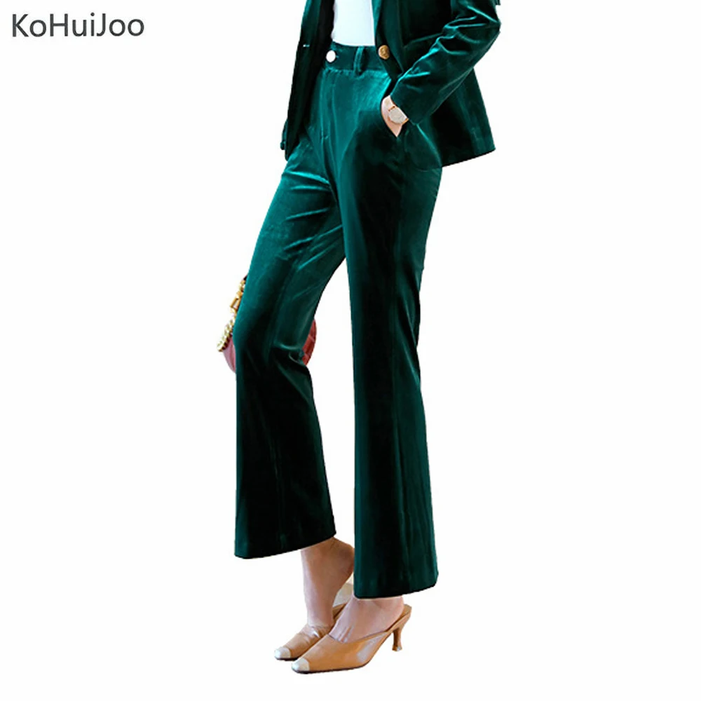Женские деловые брюки KoHuiJoo весна-осень облегающие офисные бархатные элегантные