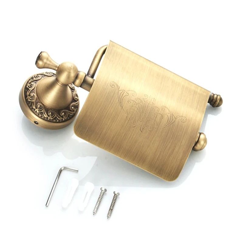 

Wall Hanging Bathroom Accessories Antique Brass Carving Tissue Storage Rack Tissue Box Tissue Holder