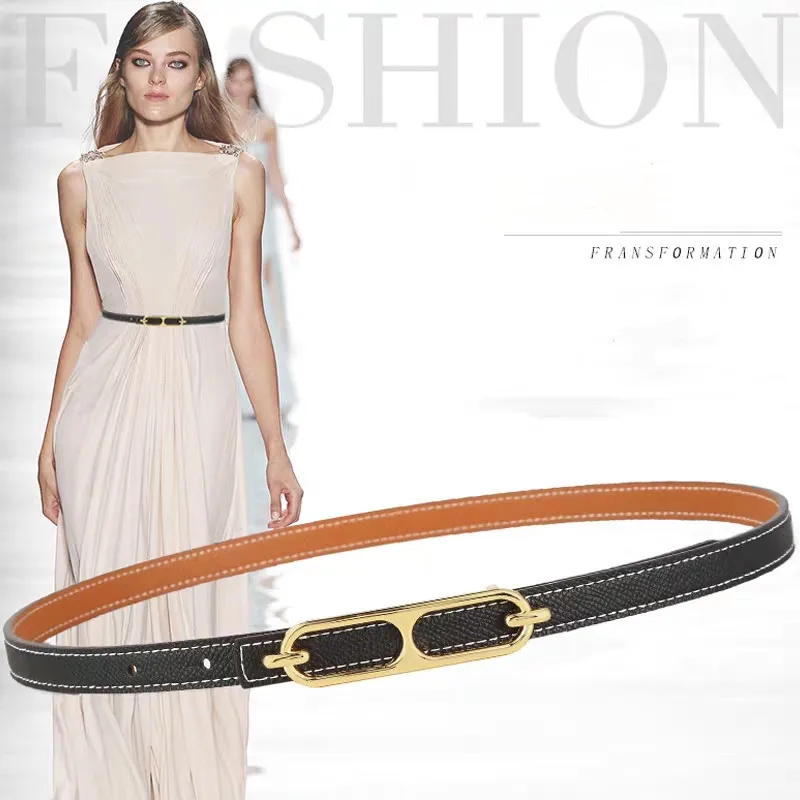 

Ремень с пряжкой женский из натуральной кожи, люксовый брендовый пояс с надписью «Свинка», для платьев, джинсов, свитеров