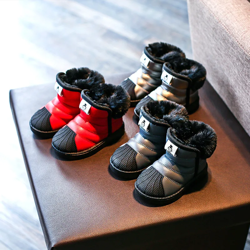 2019 детская обувь зимние детские сапоги теплые водонепроницаемые Нескользящие