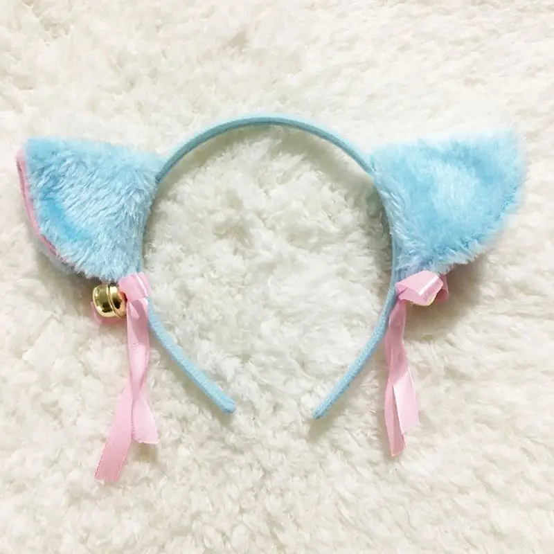 Женский милый пушистый плюшевый головной убор с кошачьими ушками и бантиком