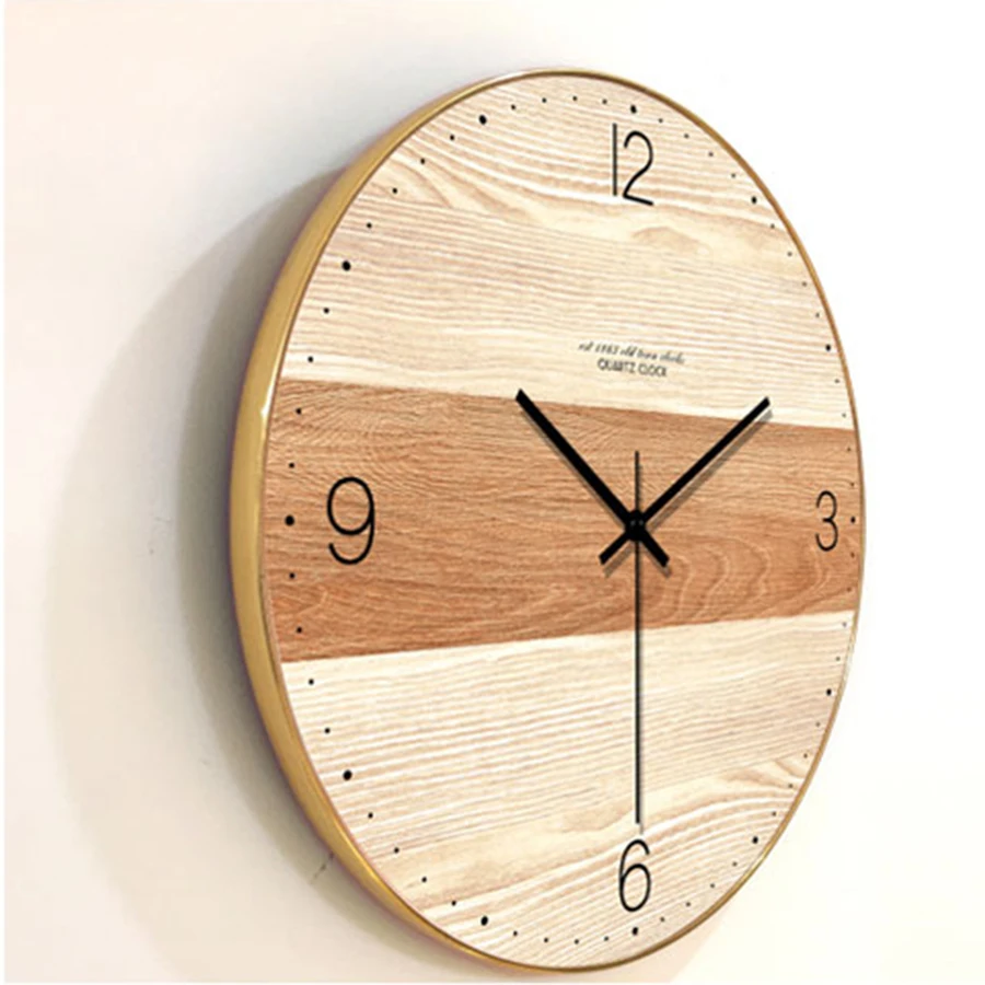 Скандинавские простые домашние креативные настенные часы деревянные бесшумные
