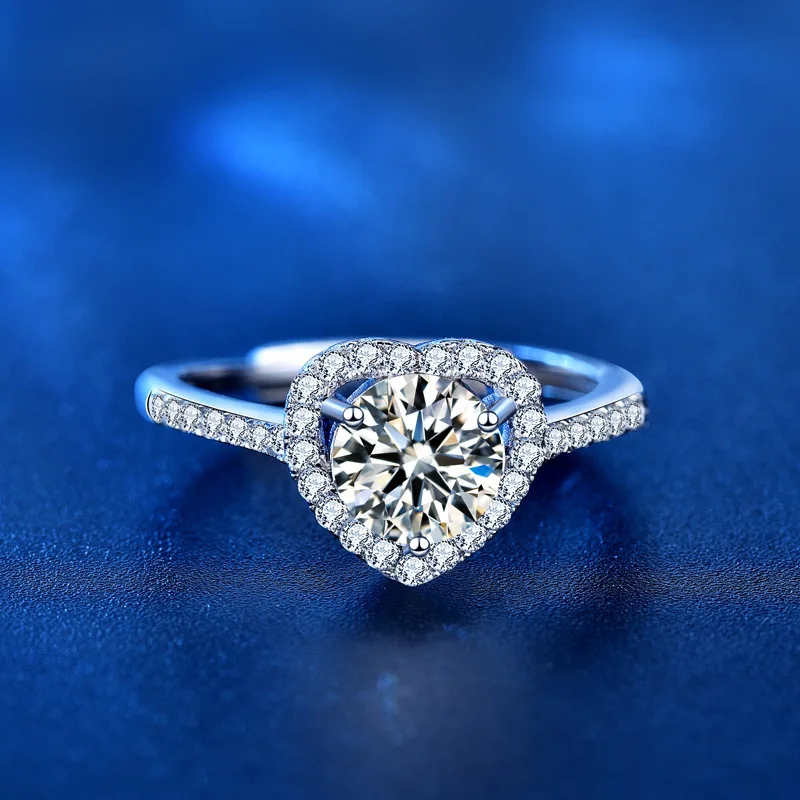 

925 Sterling Silver Ring 1ct Classic Style Heart Diamond Jewelry Moissanite Ring Wedding Party Anniversary Ring For Women Gift