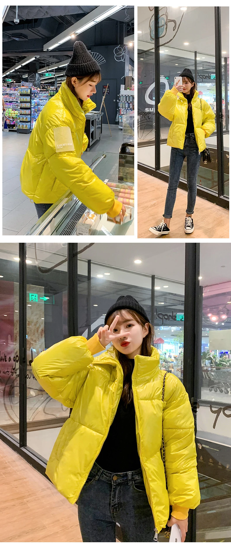 New Arrival Fashion Women Winter Glossy Parka Warm Thicken Ladies Coat Short Stand Collar Coats Parka Womens Jackets