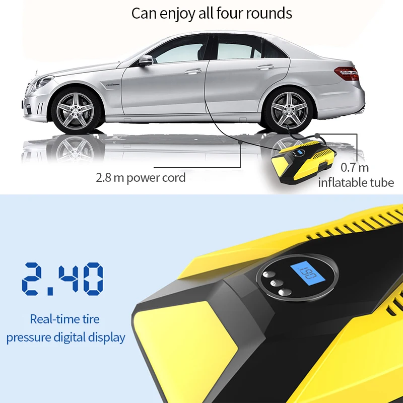 

12V Portable Digital Car Electric Inflator Pump Air Compressor Electric Tire Tyre Inflator Pump for for Auto Bicycles Motorcycle