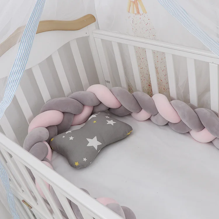 Gray Gray Pink 3M детский бампер кровать плетеная кроватка бамперы для мальчиков девочек Младенческая защита для кроватки бампер Тур де ЛИТ Bebe Tresse декор комнаты - Цвет: Gray Gray Pink