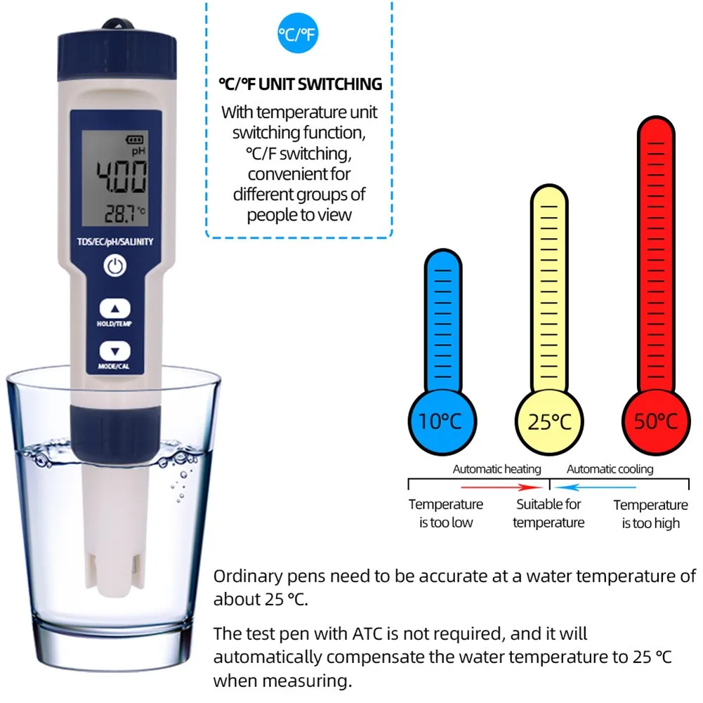 

Pool Quality Monitor Water Salinity Salinity And Temperature Temp Tester