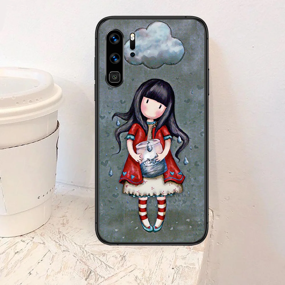 

Cartoon Santoro Gorjuss Phone Case For Huawei P Mate Smart 10 20 30 40 Lite Z 2019 Pro black Cell Painting Bumper Luxury Back