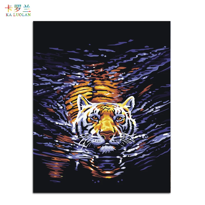 Бескаркасная картина на стене Акриловая маслом по номерам Тигр абстрактный