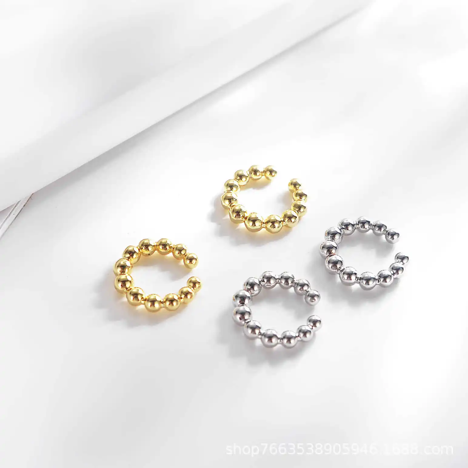 

SIPENGJEL Fashion Small Beads Circle Ear Cuffs No Piercing Earrings EarCuff C Shaped Clip On Earrings For Women Jewelry 2021