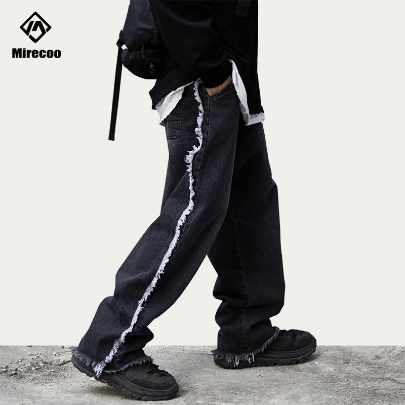 Мужские Винтажные байкерские джинсы черные брюки-багги в стиле Харадзюку 2019 |