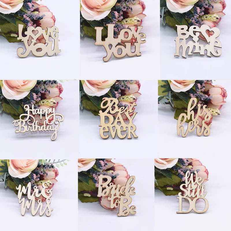 

15/30pcs Rustic Wooden Love Laser Cut Wood Slice DIY Scrapbook Valentine's Day Ornament Wedding Party Bride To Be Table Confetti