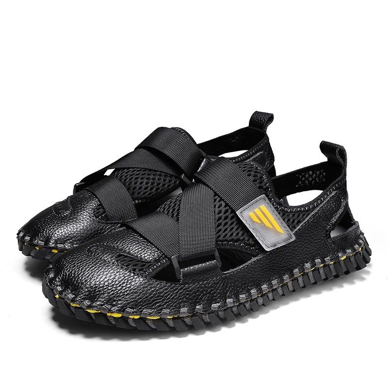 

Sandals Men's Shoes Baotou Leisure Cool Shoes Men's Leather Hollow Men's Sandals And Slippers In Summer 2021