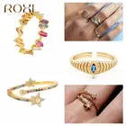 Золотые кольца ROXI с красочными кристаллами и звездами для женщин, 2021 дюйма, модные кольца на палец с камнем неправильной формы, кольца