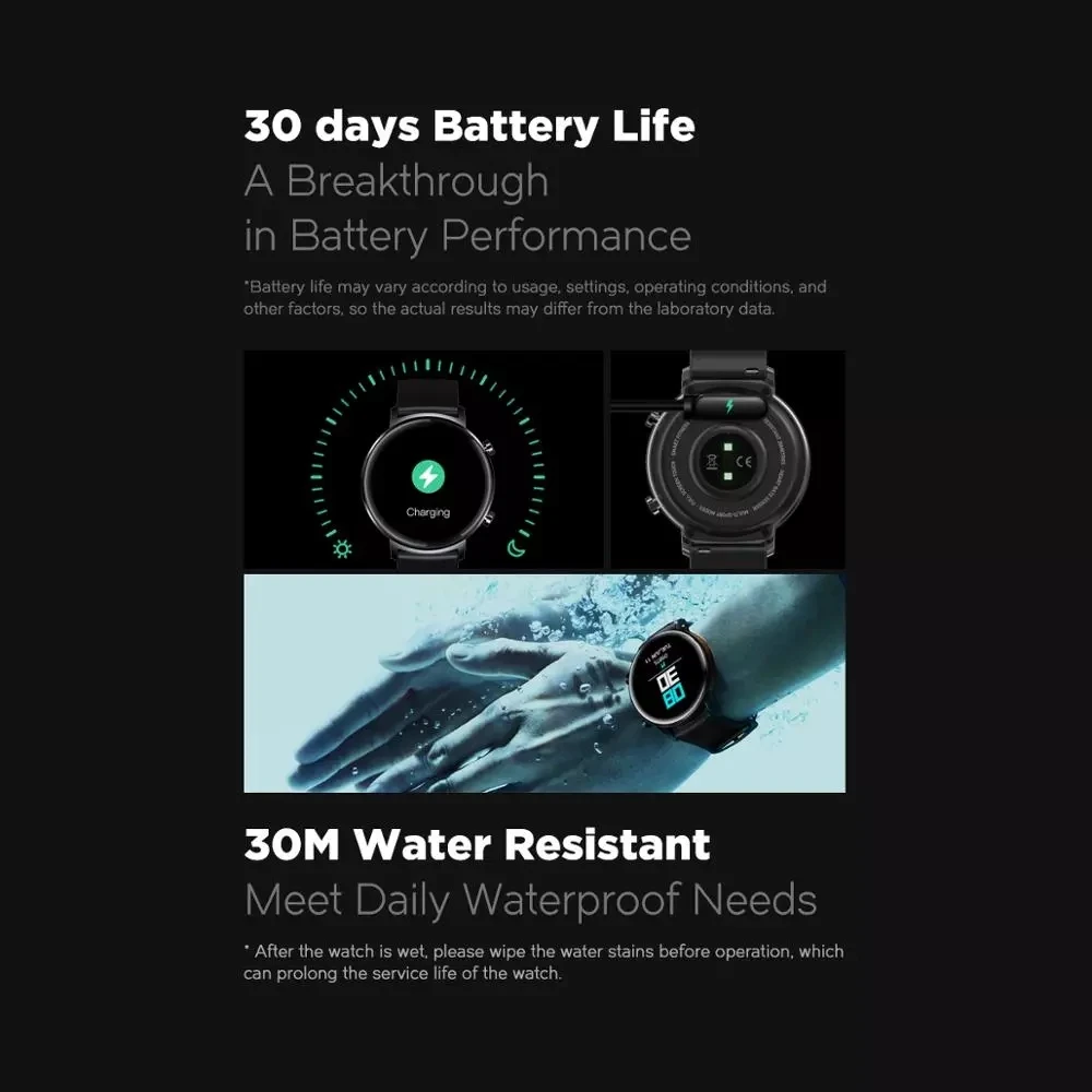 2021 Смарт часы Zeblaze GTR Health & Fitness с металлическим корпусом 3 АТМ 30 дней автономной
