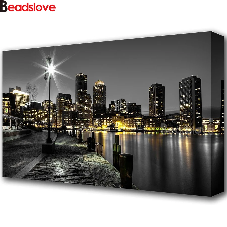 Большая Алмазная вышивка сделай сам Нью-Йоркское здание ночная городская