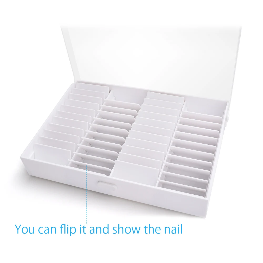 Fake Nail Tips Storage Box 44 Compartments Art Decoration Container False Display Case Acrylic Showing Shelf |