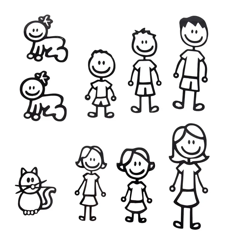 

1 PC Waterproof Auto Sticker Custom Family Member Viny Decal Car Stick Figure DIY Adhesive Window Car Stickers