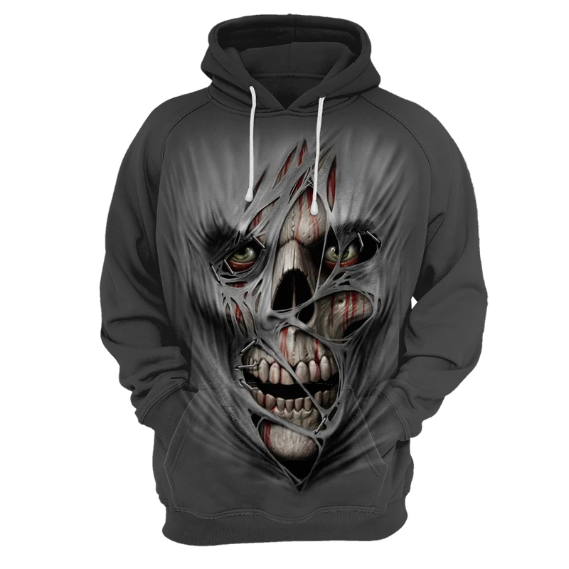 2020 мужские толстовки с капюшоном 3D принтом черепа модные повседневные и