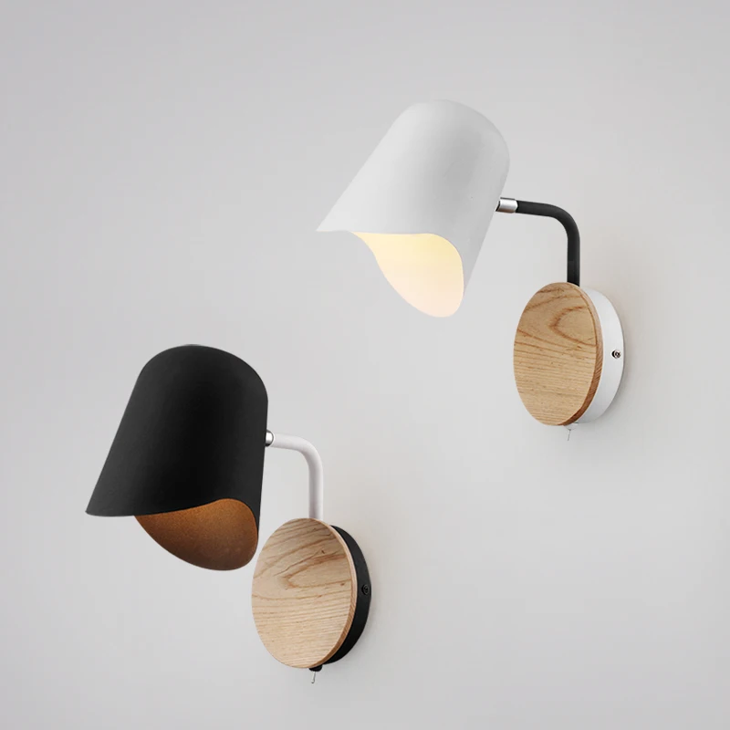 Современная настенная лампа с деревянной основой прикроватный светильник для