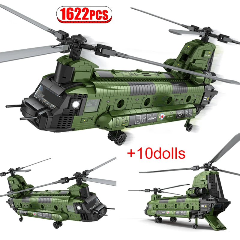 

1622pcs City Military WW2 Weapon Fighter Transport Airplane Building Blocks Helicopter Bricks Toys For Kids Gifts