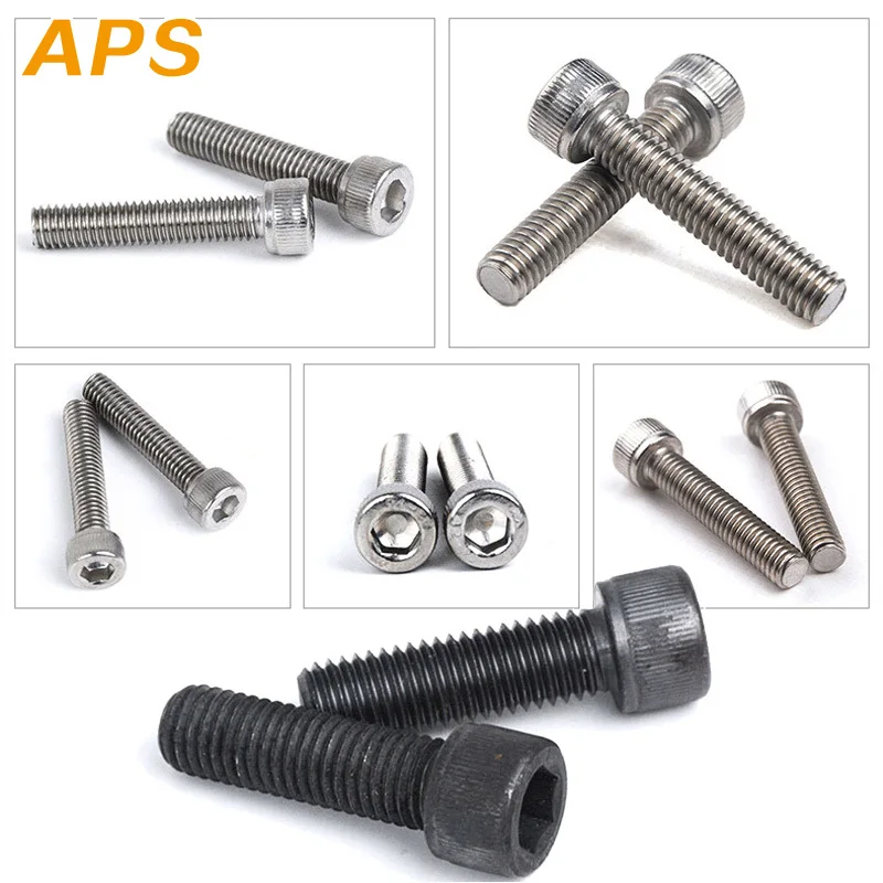 10pcs M3 M4 M5 M6 M8 304 A2 Stainless Steel Black grade 12.9 steel DIN912 Hexagon Hex Socket Head Cap Allen Bolt Screw L=4-150mm |