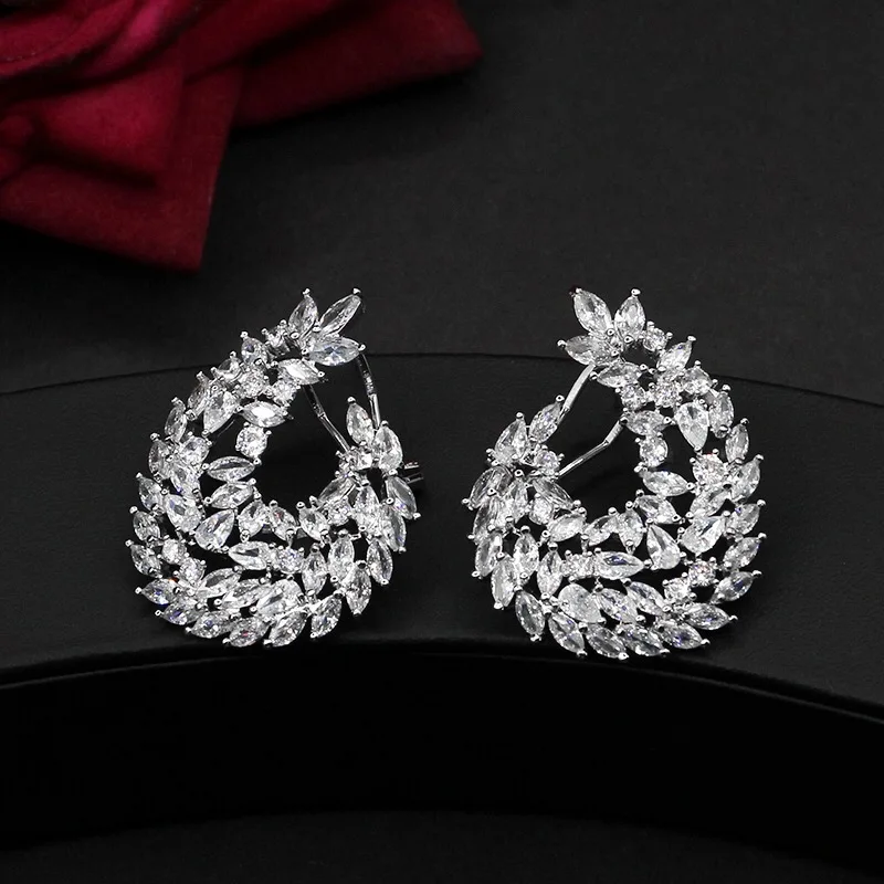 2019 роскошные популярные серьги в виде капель из натурального циркония свадебные